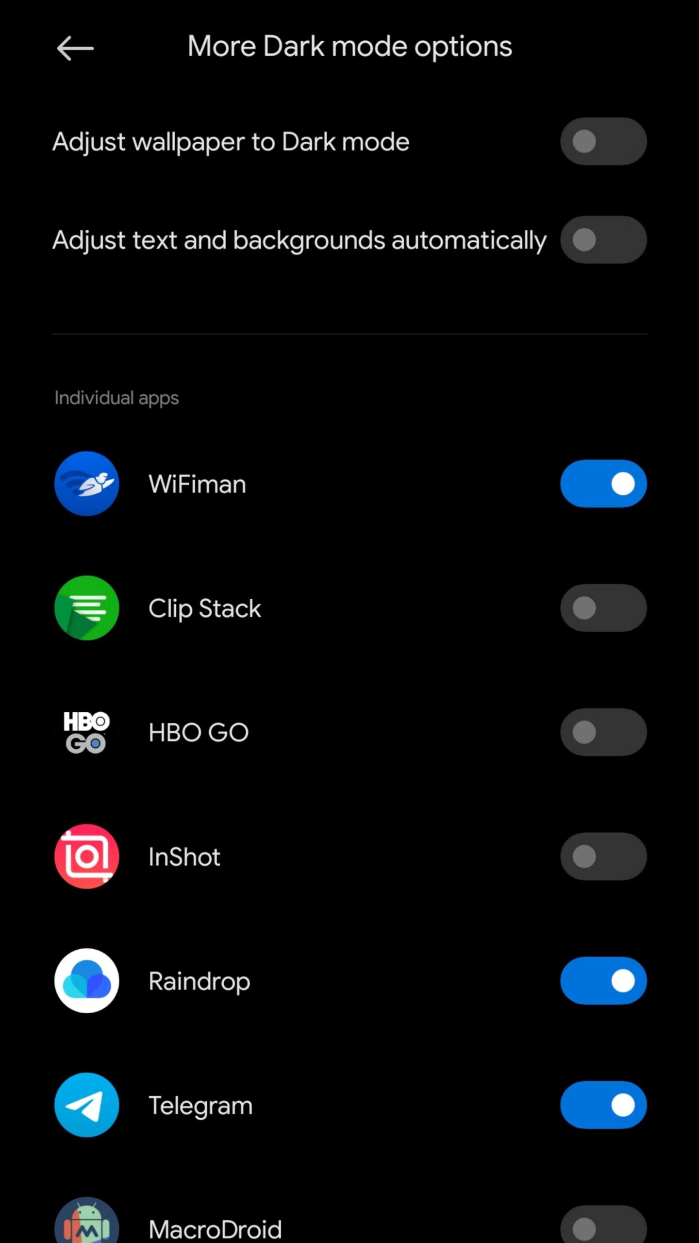 MIUI Dark Mode - Individual apps